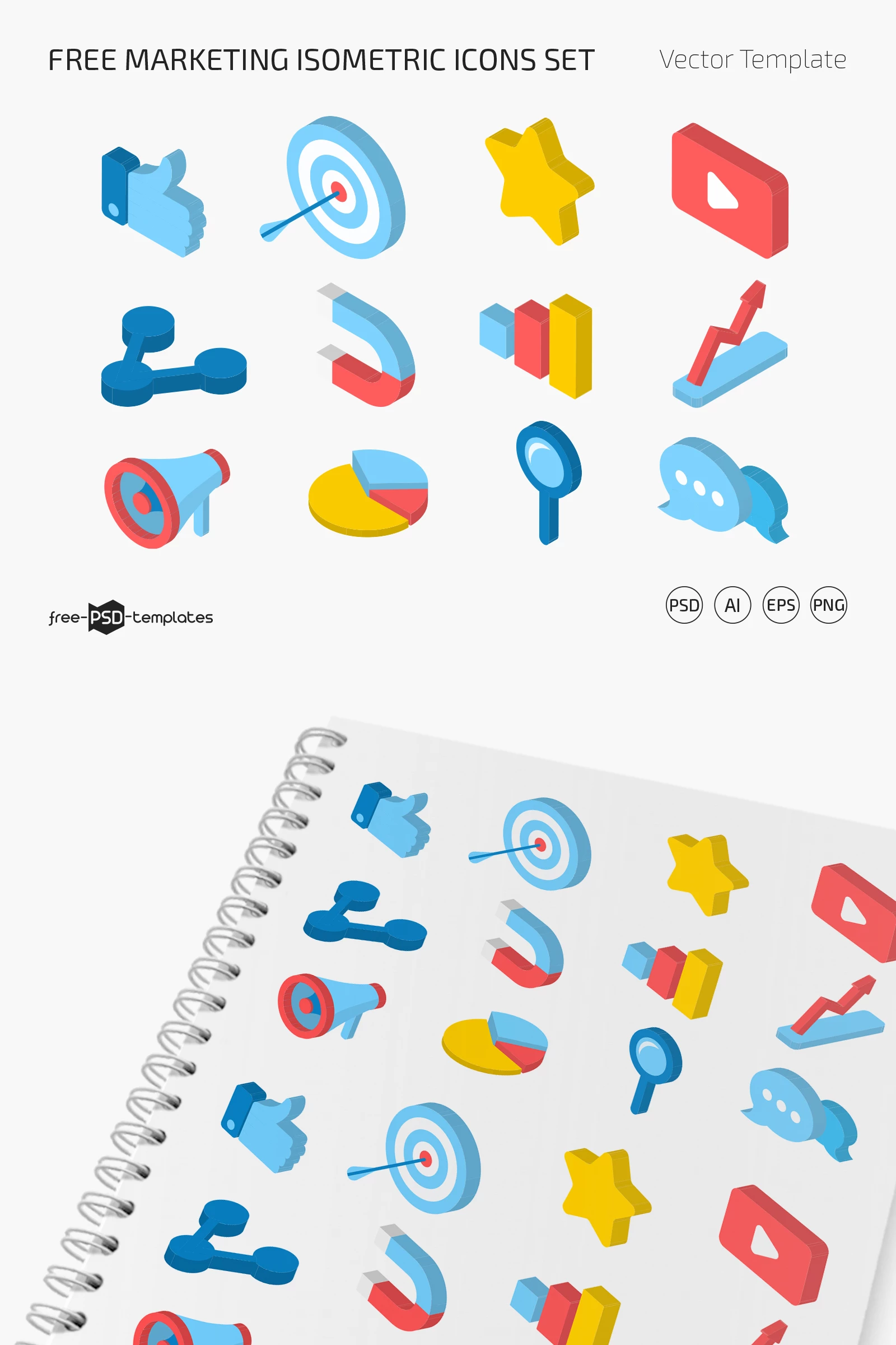 Free Marketing Isometric Icons Set