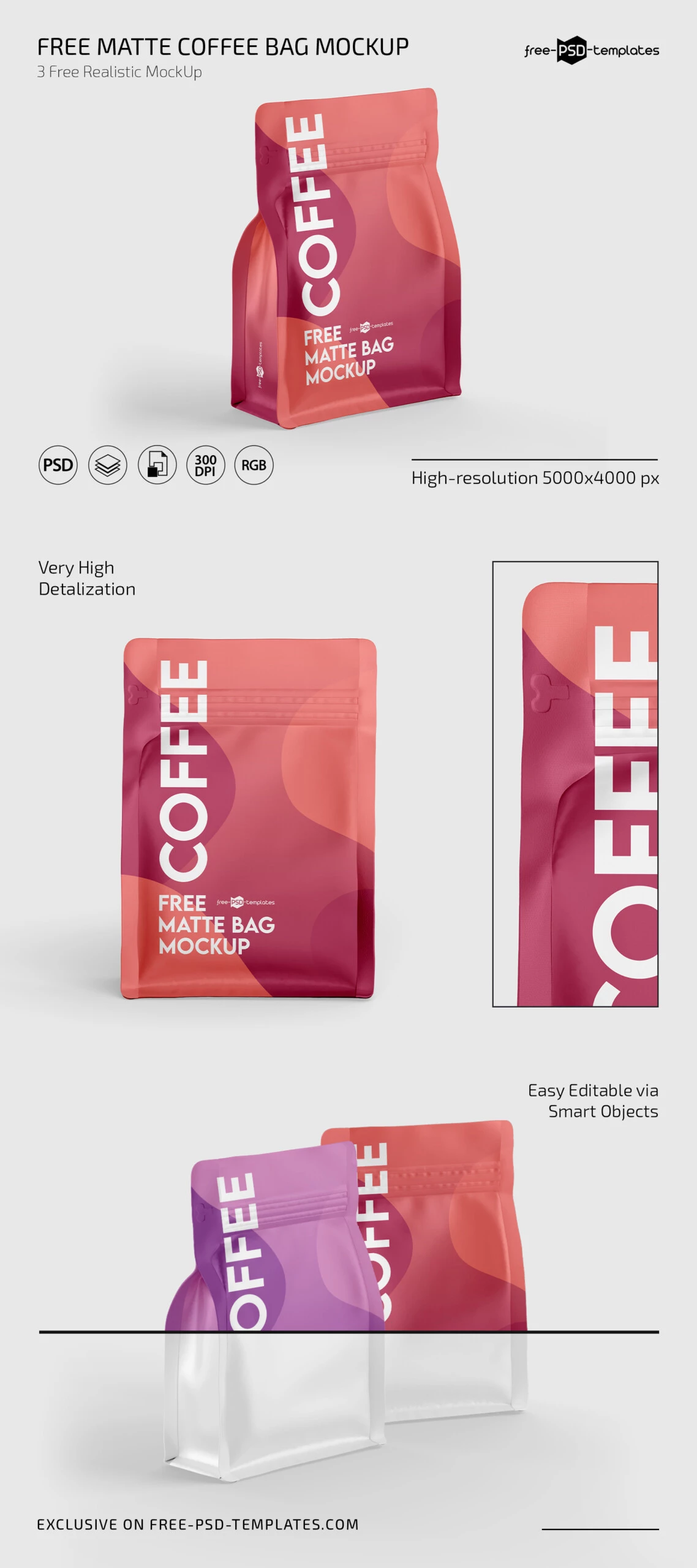 Free Matte Coffee Bag Mockup