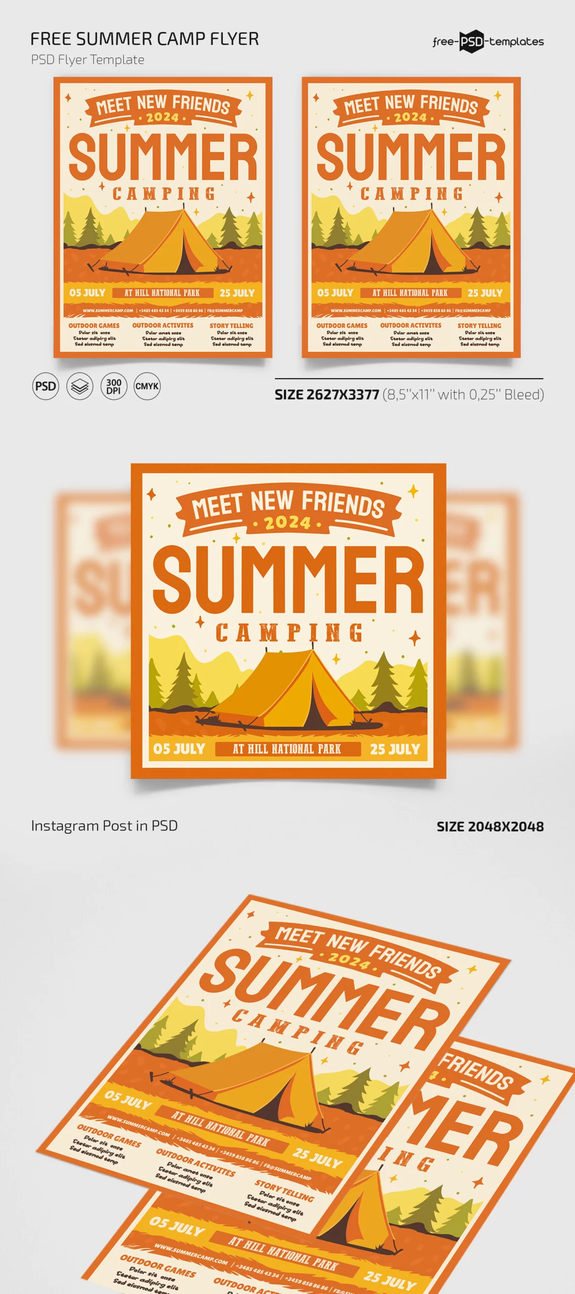 Free Summer Camp Flyer PSD Template