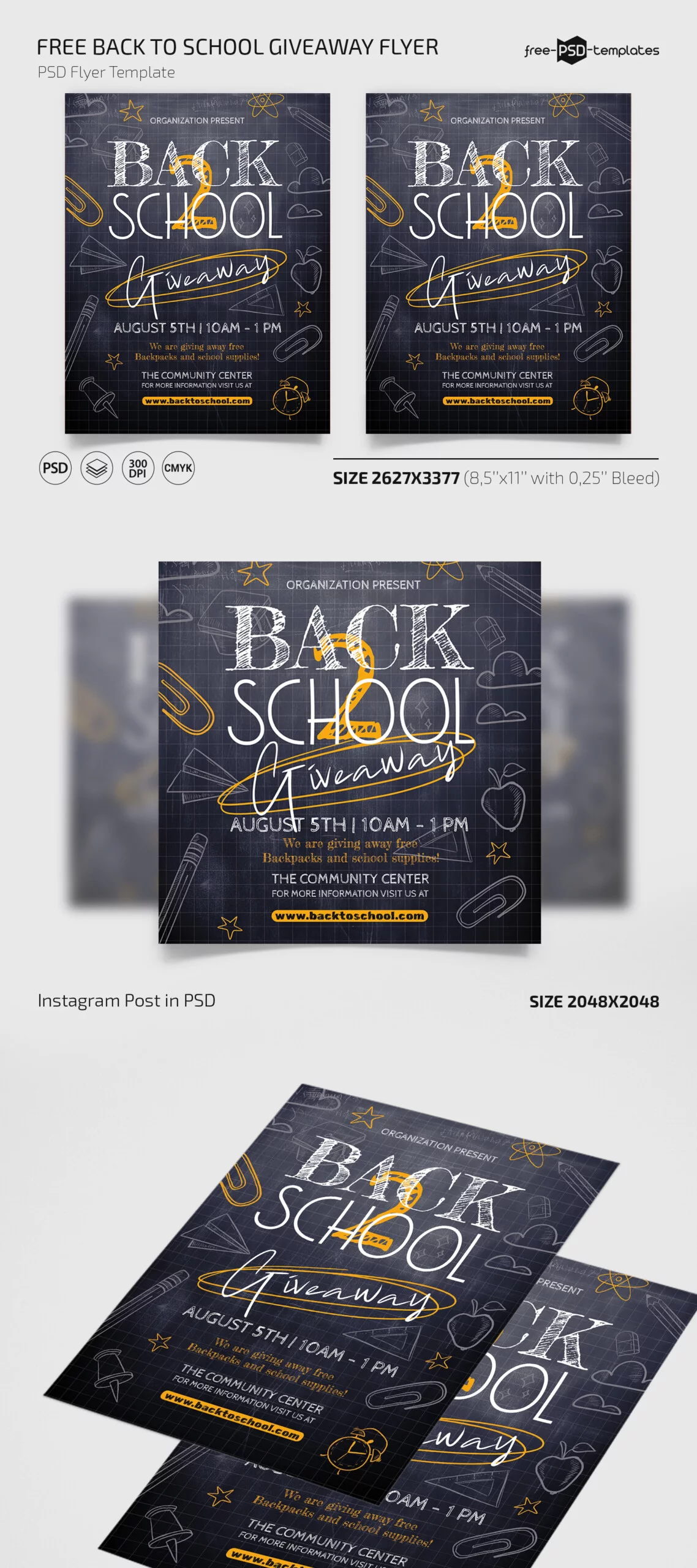 Free Back to School Giveaway Flyer PSD Template