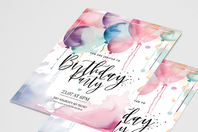 Free Birthday Party Invite PSD Template for Photoshop