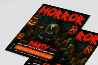 Free Horror Party Flyer Template + Instagram Post (PSD)