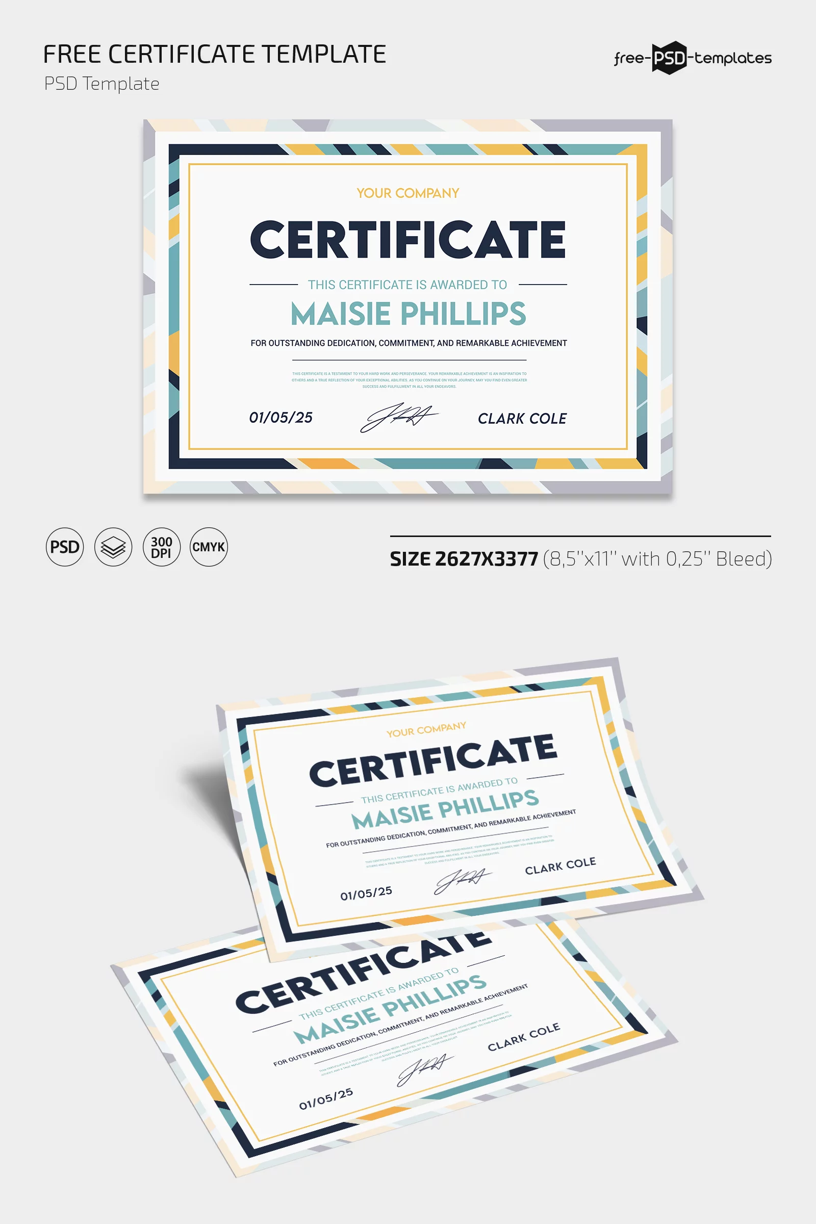 certificate template size