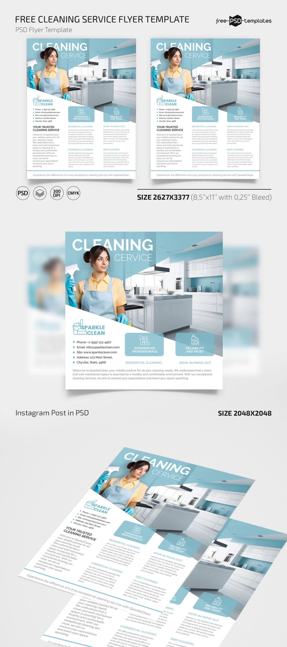 Free Cleaning Service Flyer Template PSD