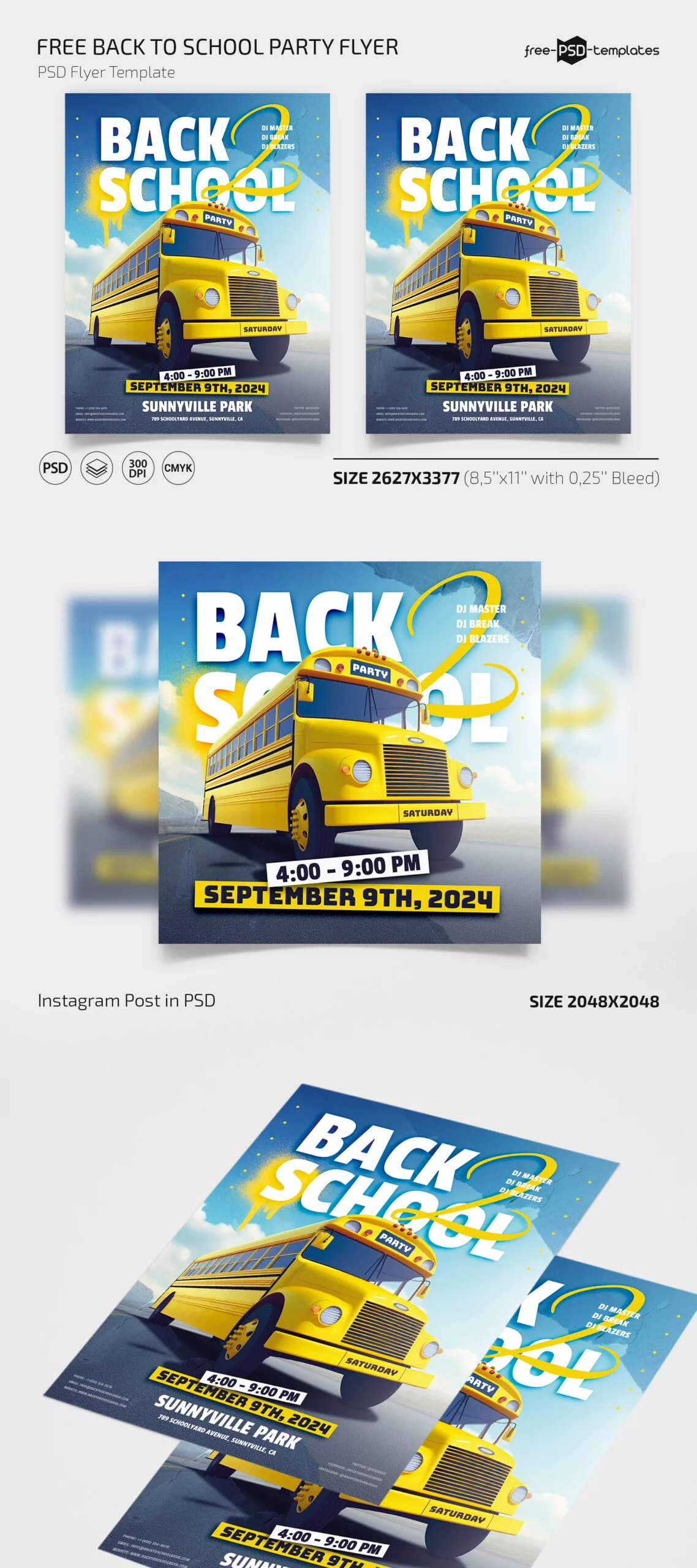 Free Back to School Party Flyer PSD Template
