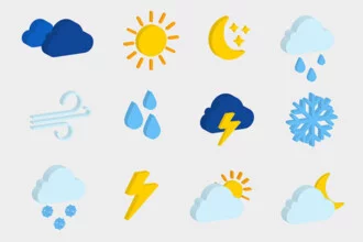 Free Weather Isometric Icons (PSD, AI, EPS, PNG)