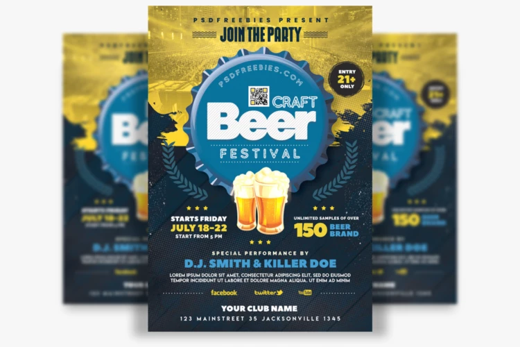 Beer Festival Celebration Flyer PSD