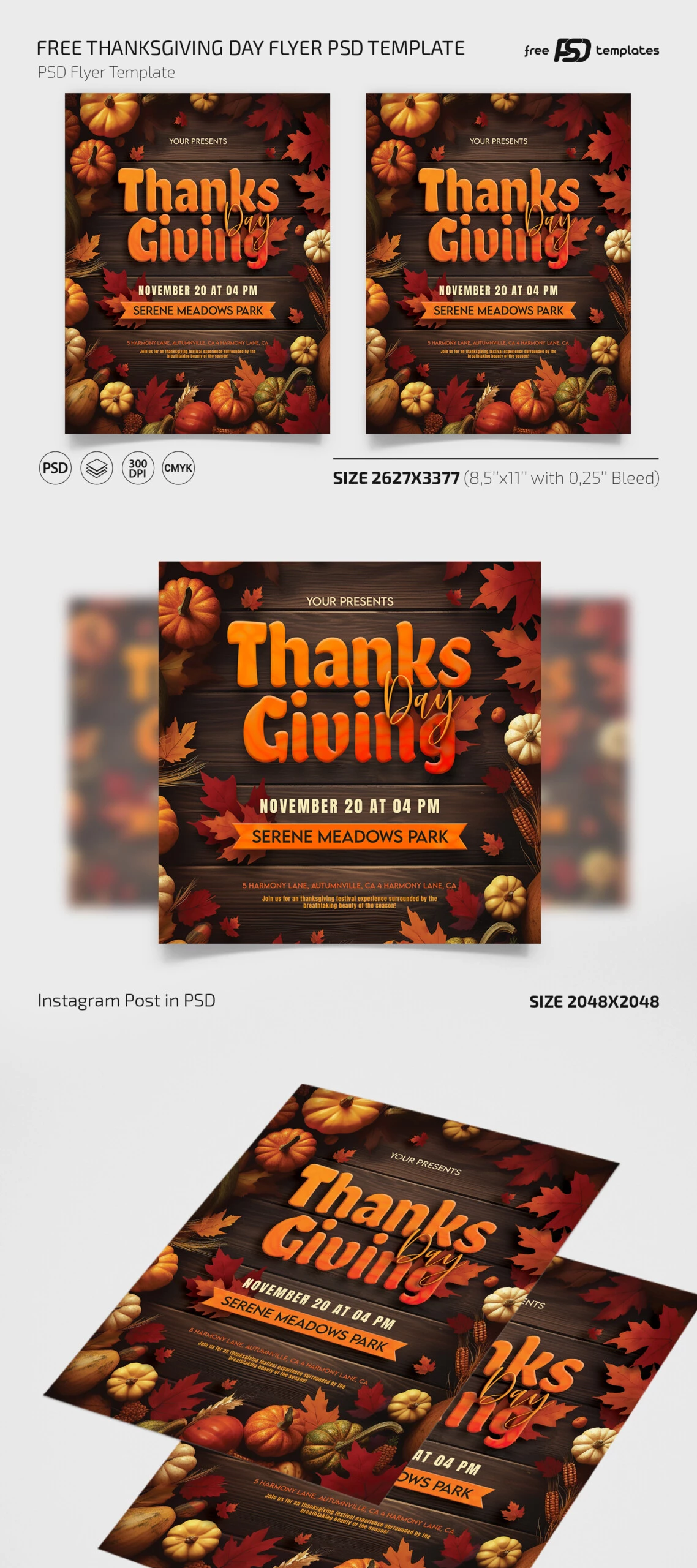 Free Thanksgiving Day Flyer PSD Template