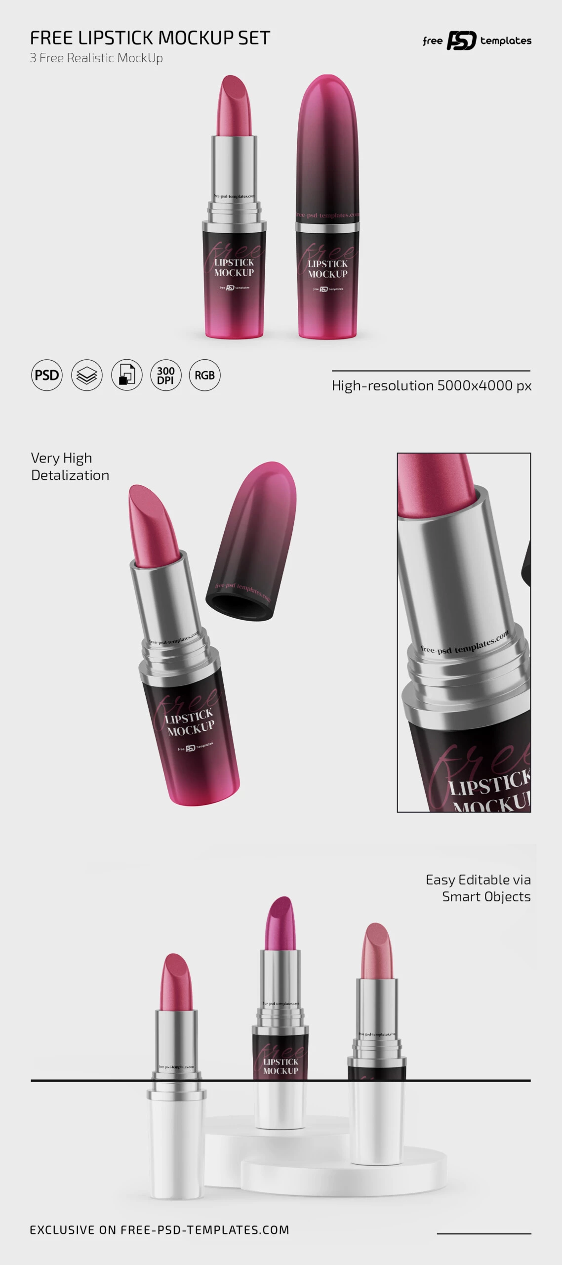 Free Lipstick PSD Mockup