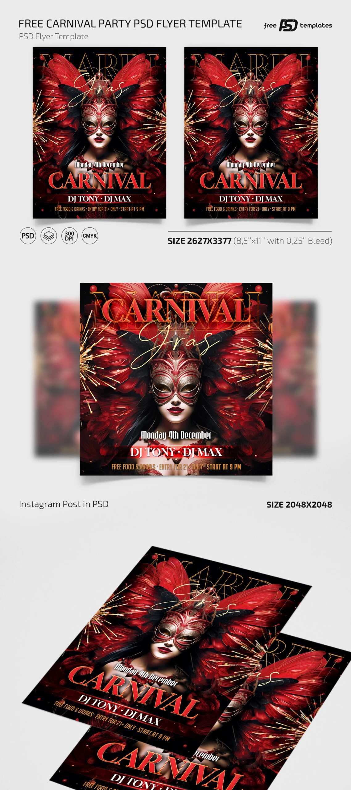 Free Carnival Party PSD Flyer Template