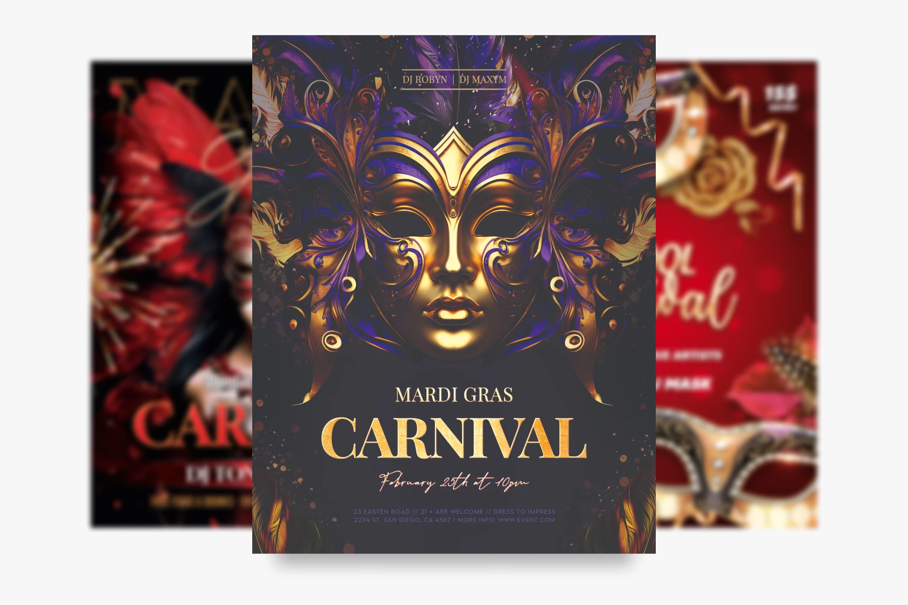 Free Mardi Gras Carnival Flyer Editable PSD Templates