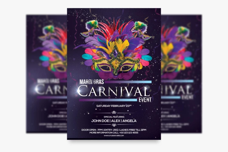 Colorful Mardi Gras Carnival Flyer