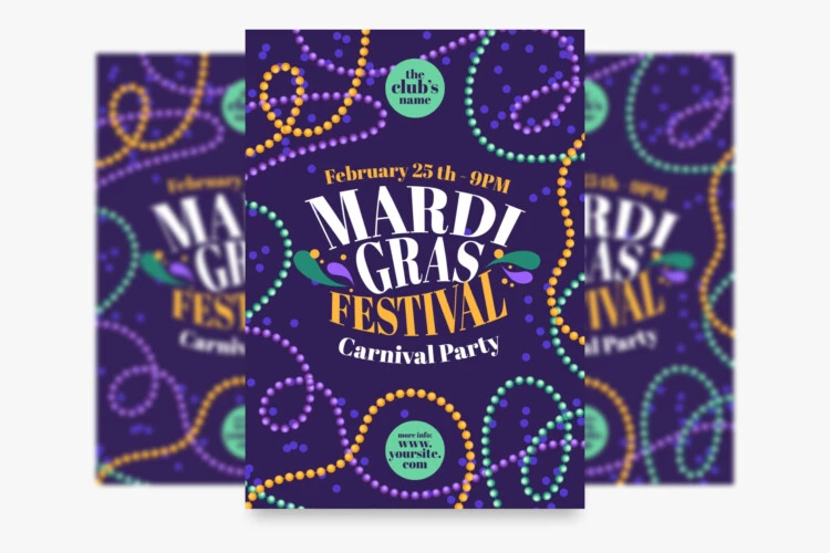 Cool Mardi Gras Festival Flyer Template