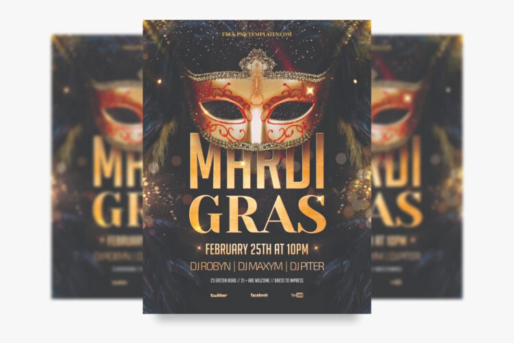 Elegant Mardi Gras Event Flyer