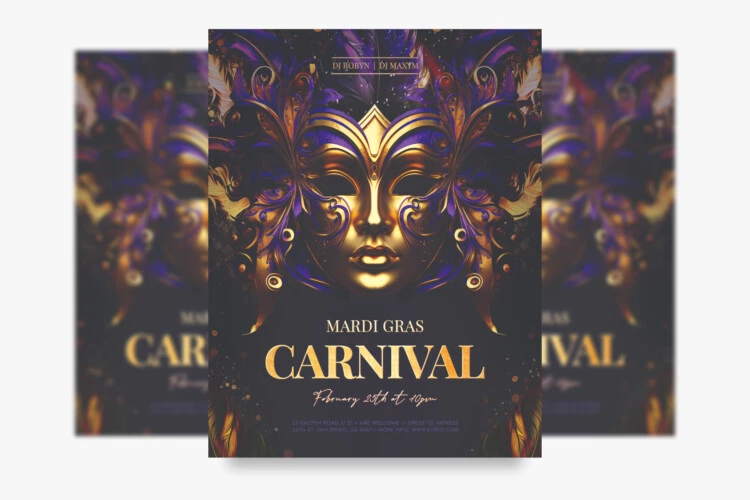Free Editable Mardi Gras Carnival Flyer Template