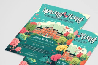 Free School Spring Fling Flyer PSD Template