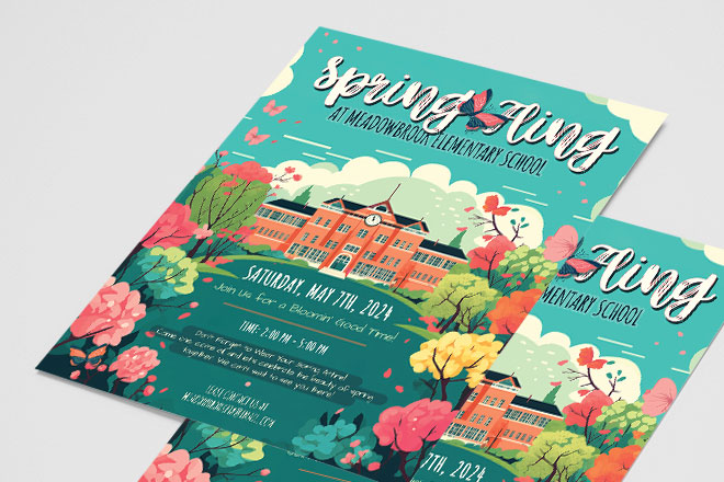 Free School Spring Fling Flyer PSD Template Set for Photoshop