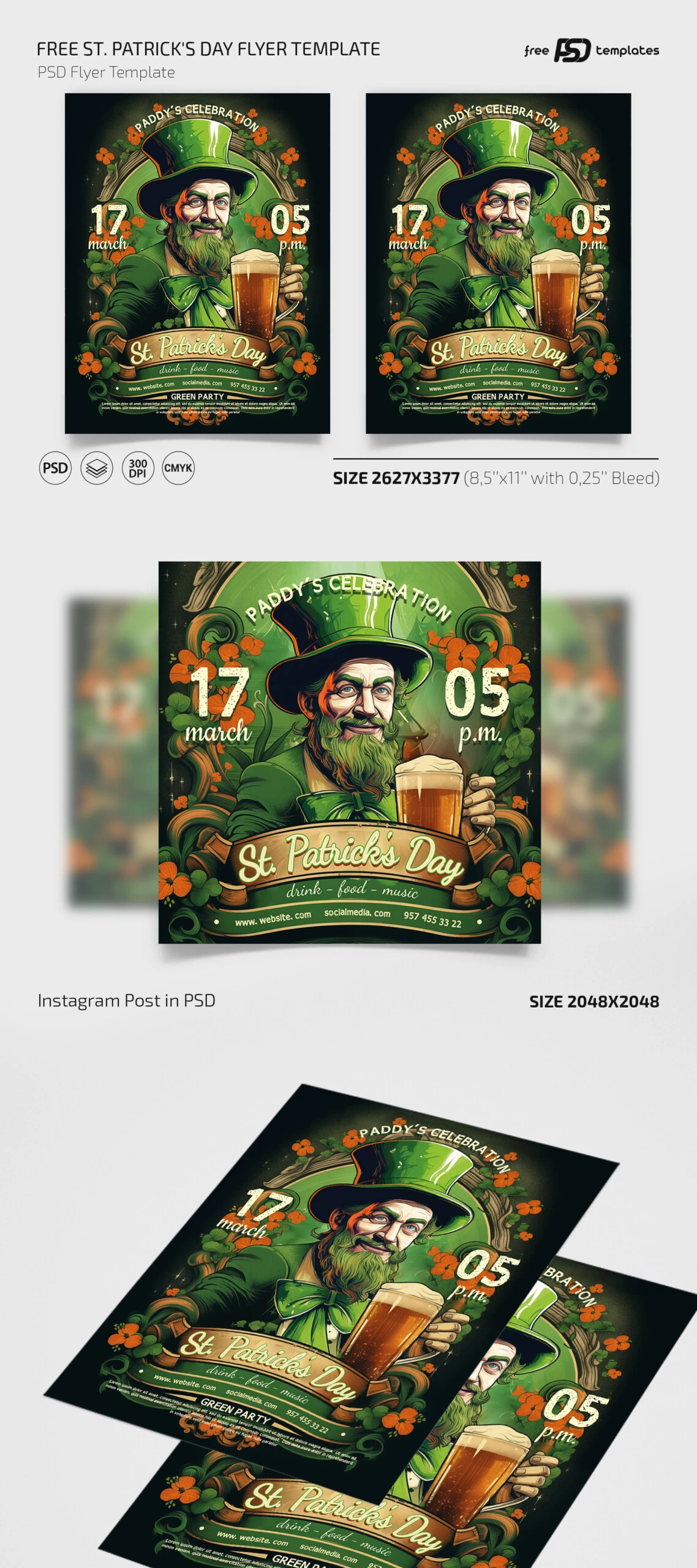 Free St Patrick’s Day Flyer Template PSD