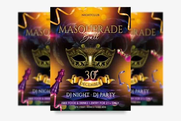 Masquerade Ball Editable Flyer Design
