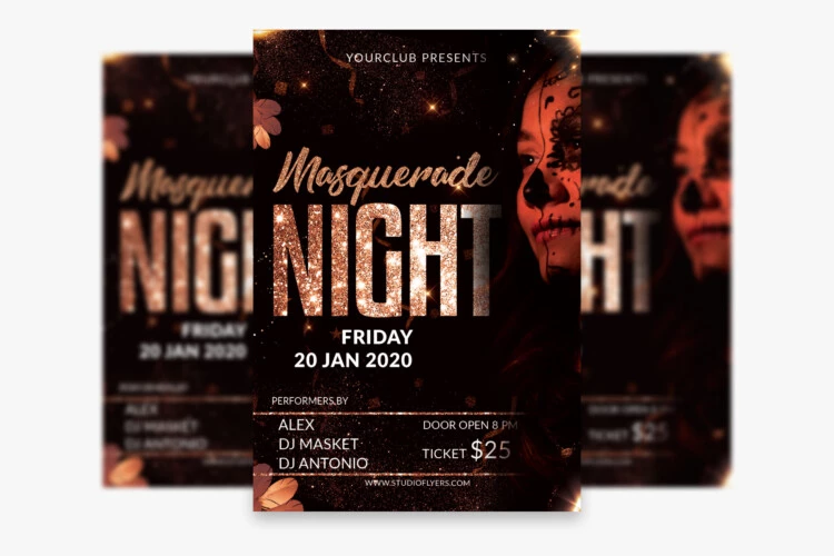 Masquerade Night Flyer Template in PSD