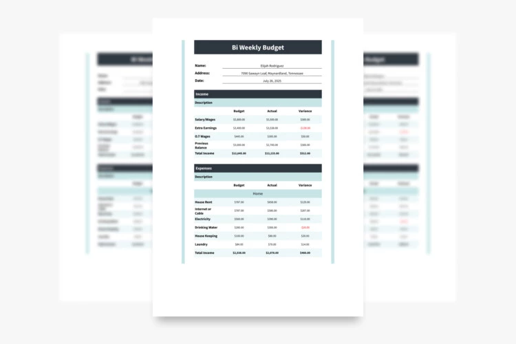 Bi Weekly Budget Free Google Sheets & Excel Template