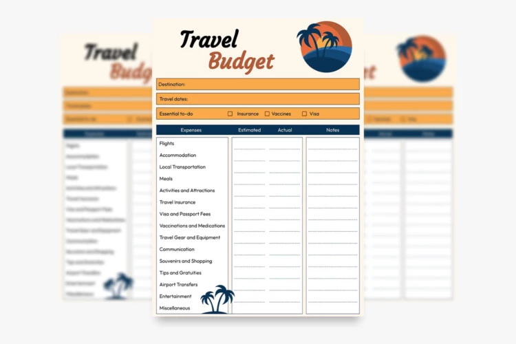 Bright Travel Budget - free Google Sheet Template