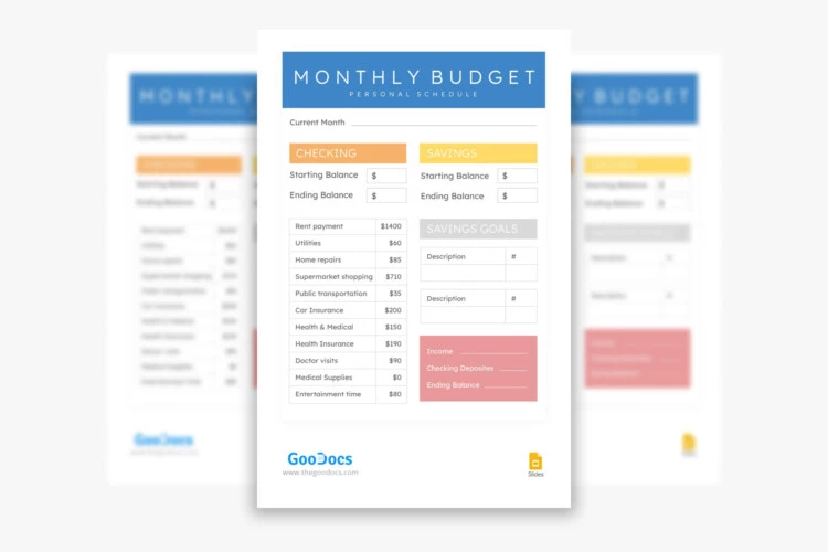 Colored Personal Budget - free Google Slide Template