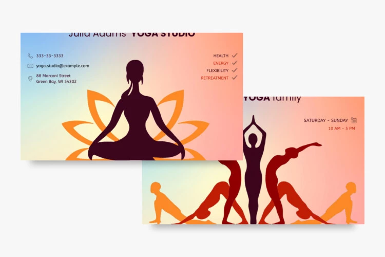 Colorful Yoga Business Card - free Google Slide Template