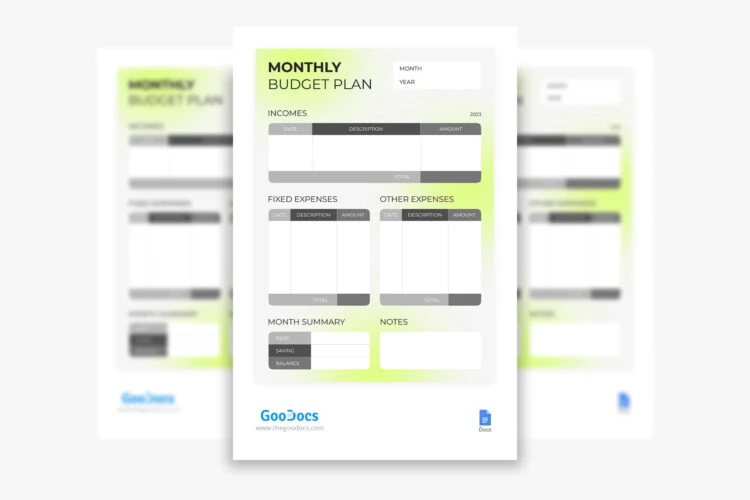 Gradient Monthly Budget - free Google Docs Template