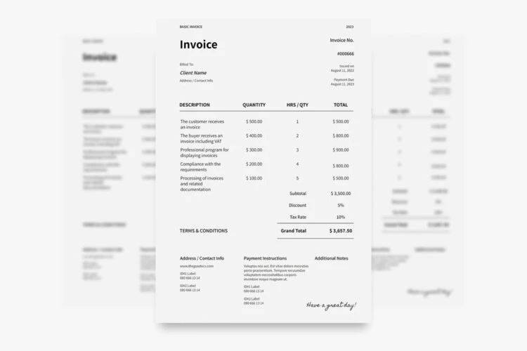Grey Simple Basic Invoice Template