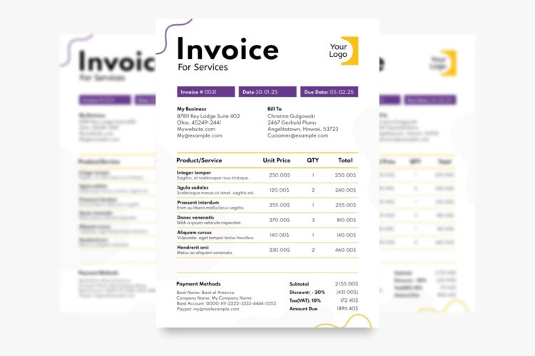 Invoice for Services Free Google Docs Template