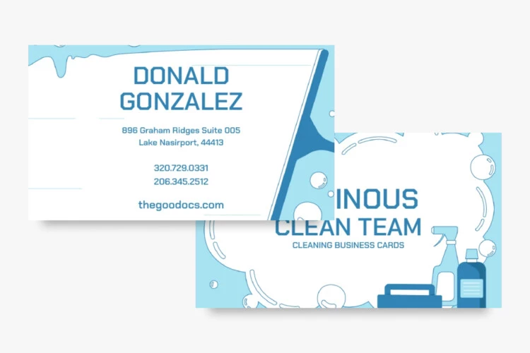 Light Blue Cleaning Business Card - free Google Docs Template