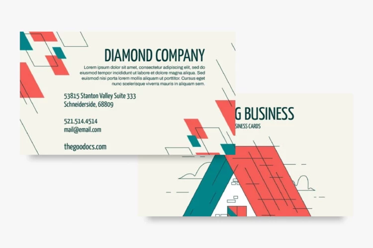 Linear Roofing Business Card - free Google Docs Template