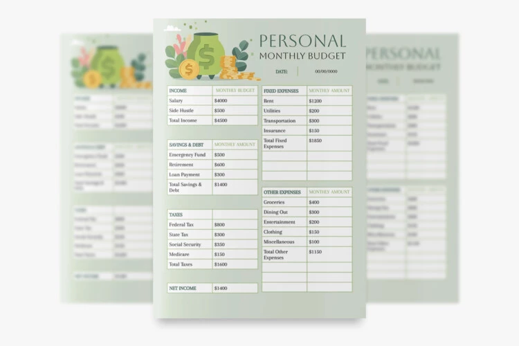 Personal Monthly Budget - free Google Docs Template