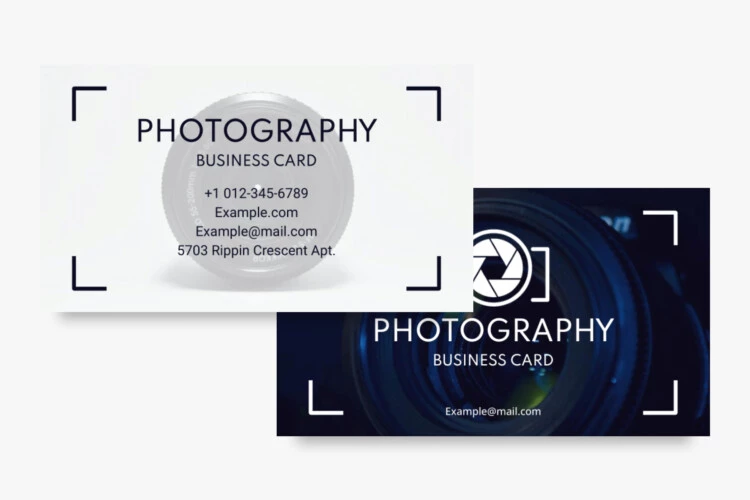 Stylish Photography Business Card Free Google Docs Template