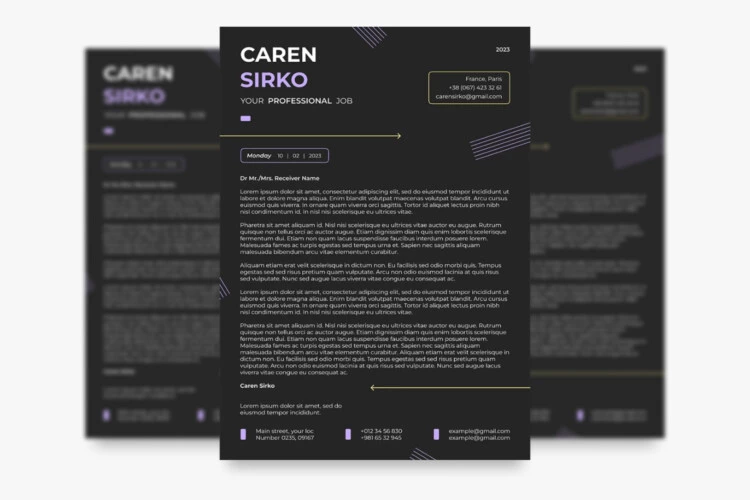 Dark Personal Cover Letter - free Google Docs Template