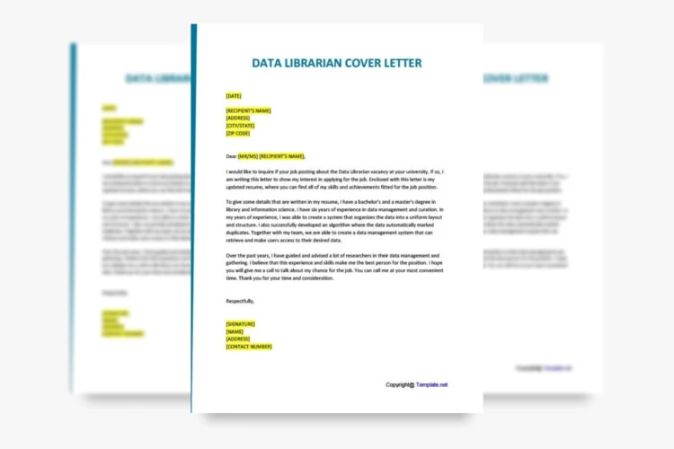 Free Data Libraian Cover Letter