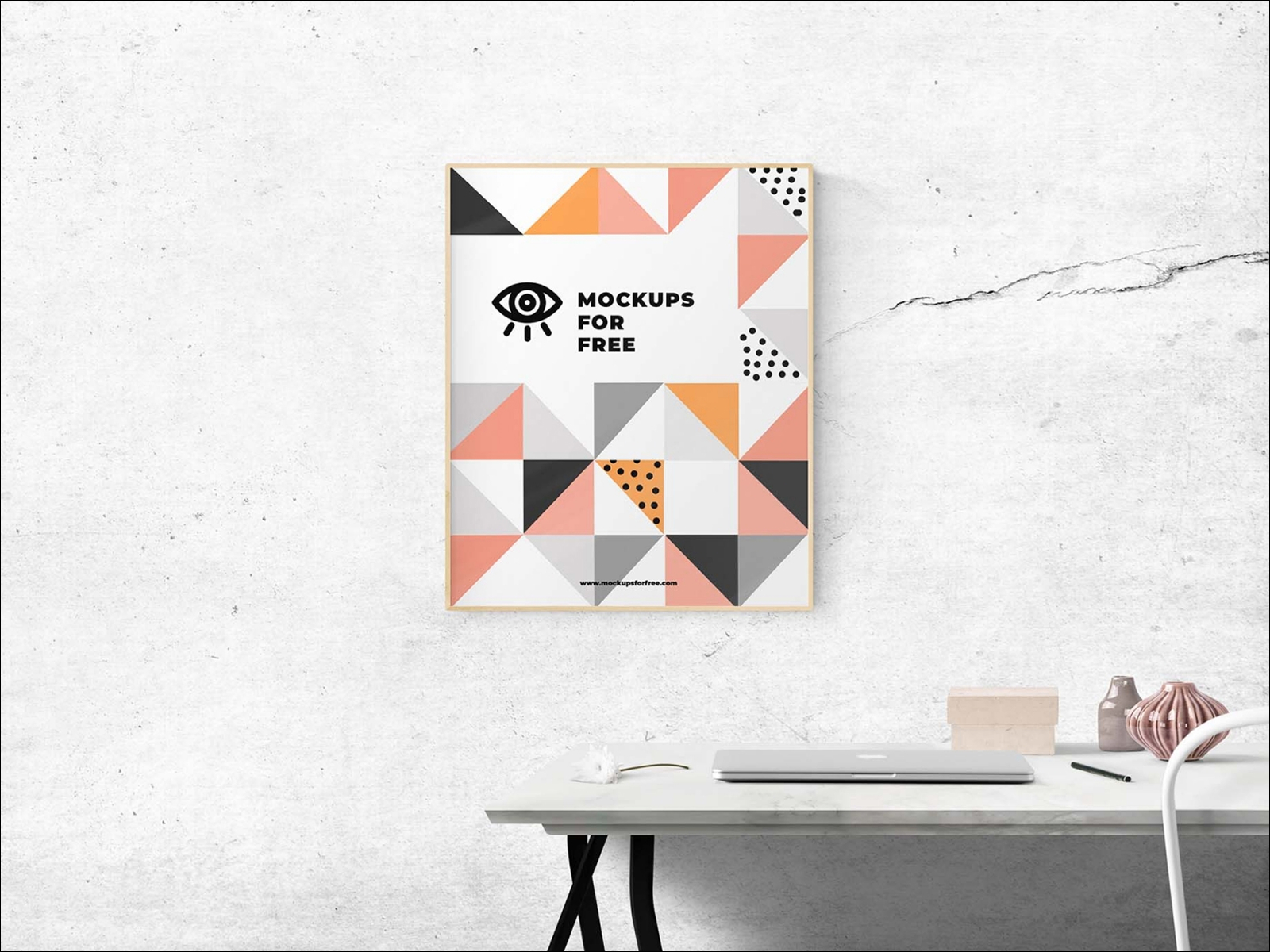 Free Wall Frame Poster Mockup PSD Template for Photoshop