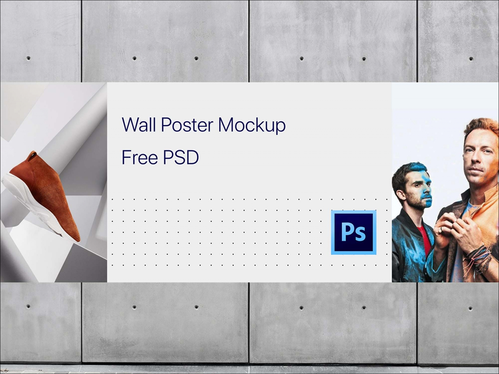 Free Wide Wall Poster Mockup PSD for Photoshop