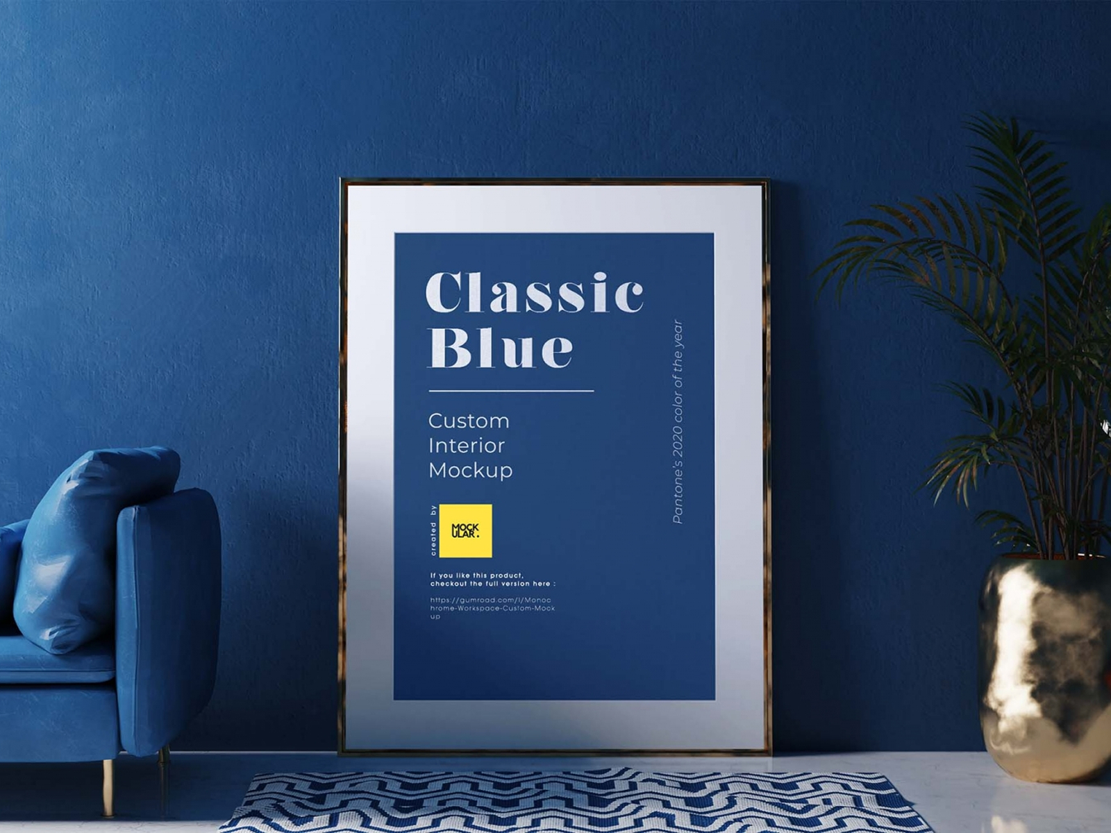 Free Blue Interior Poster Mockup PSD for Photoshop
