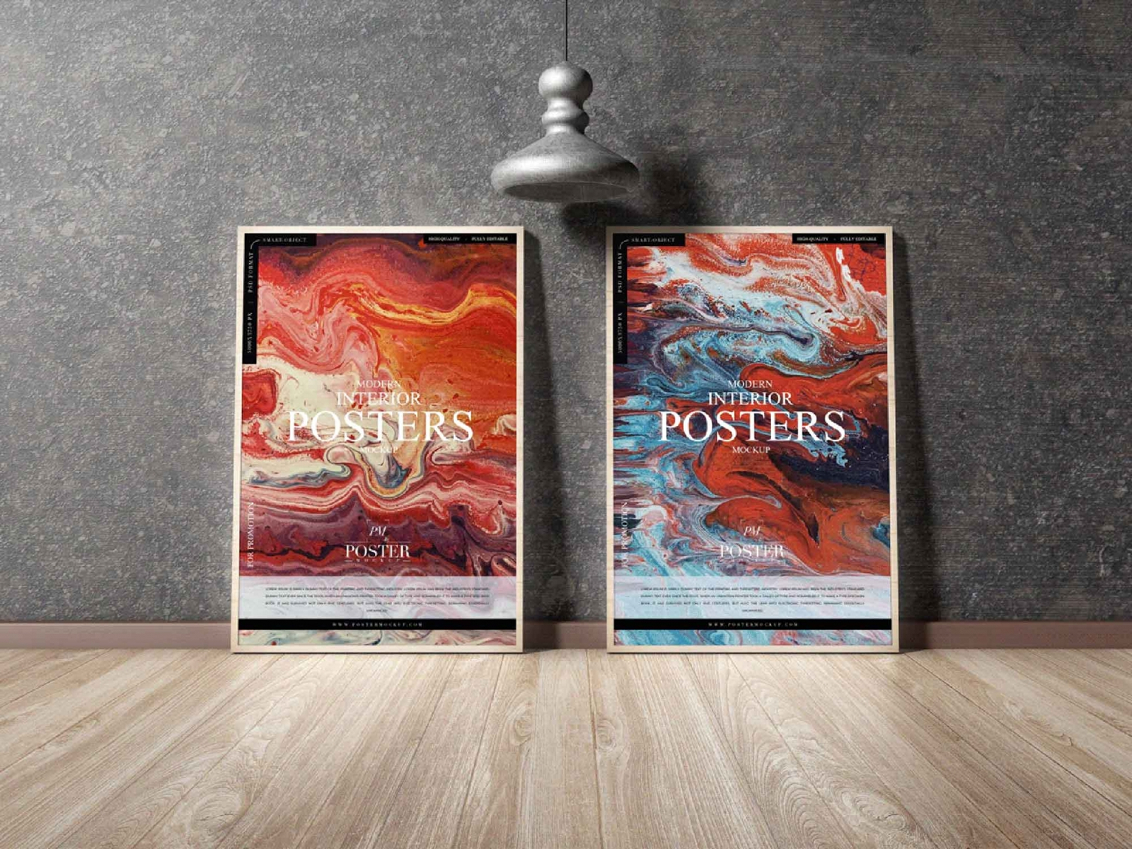 Free Twin Modern Interior Posters Mockup PSD for Photoshop
