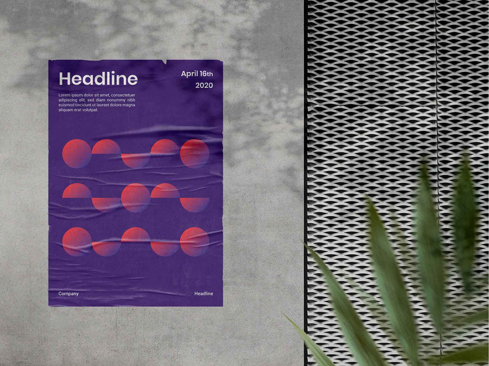 Free Outdoor Glued Poster Mockup PSD for Photoshop