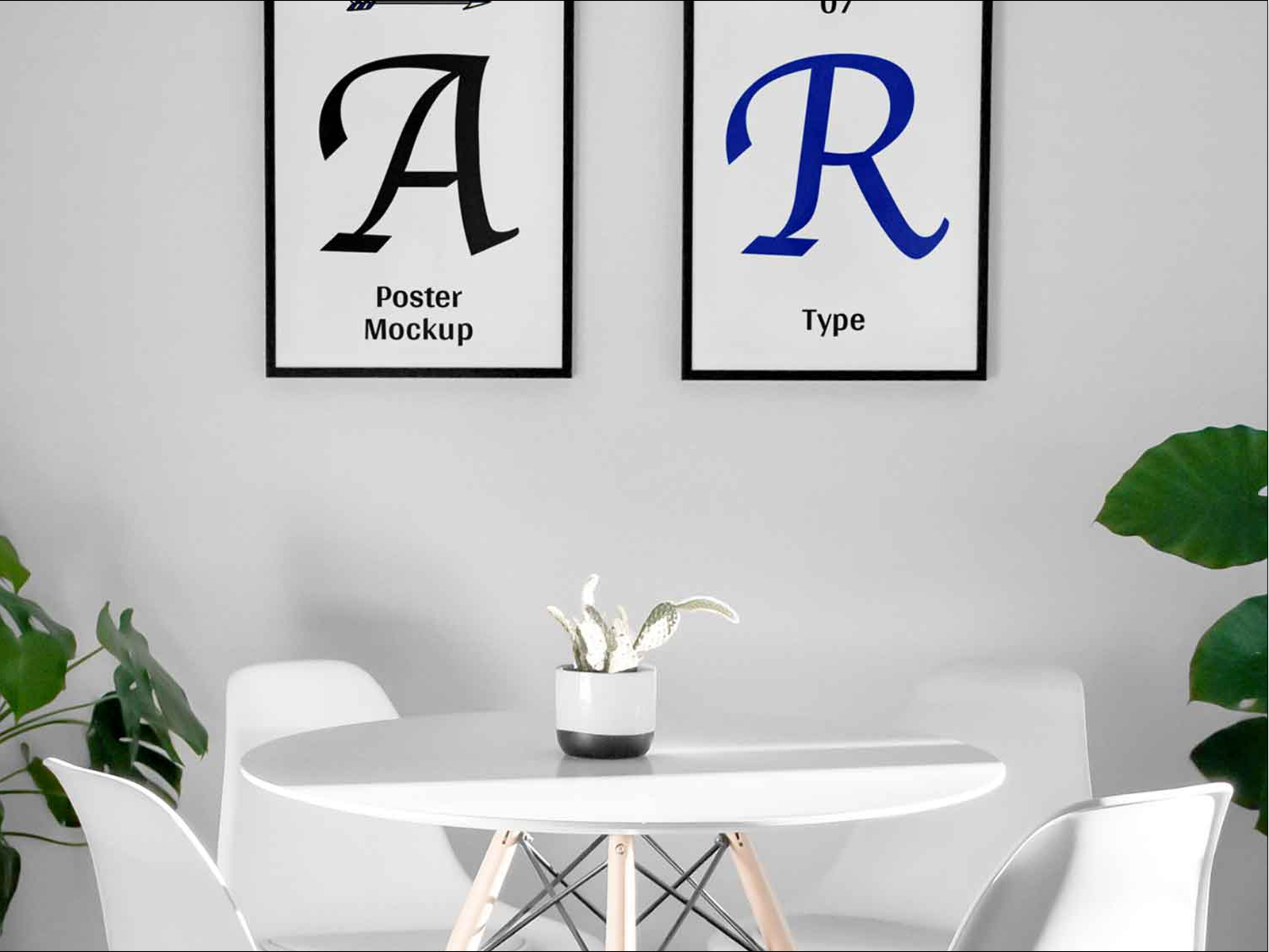 Free Interior Twin Posters Mockup PSD for Photoshop