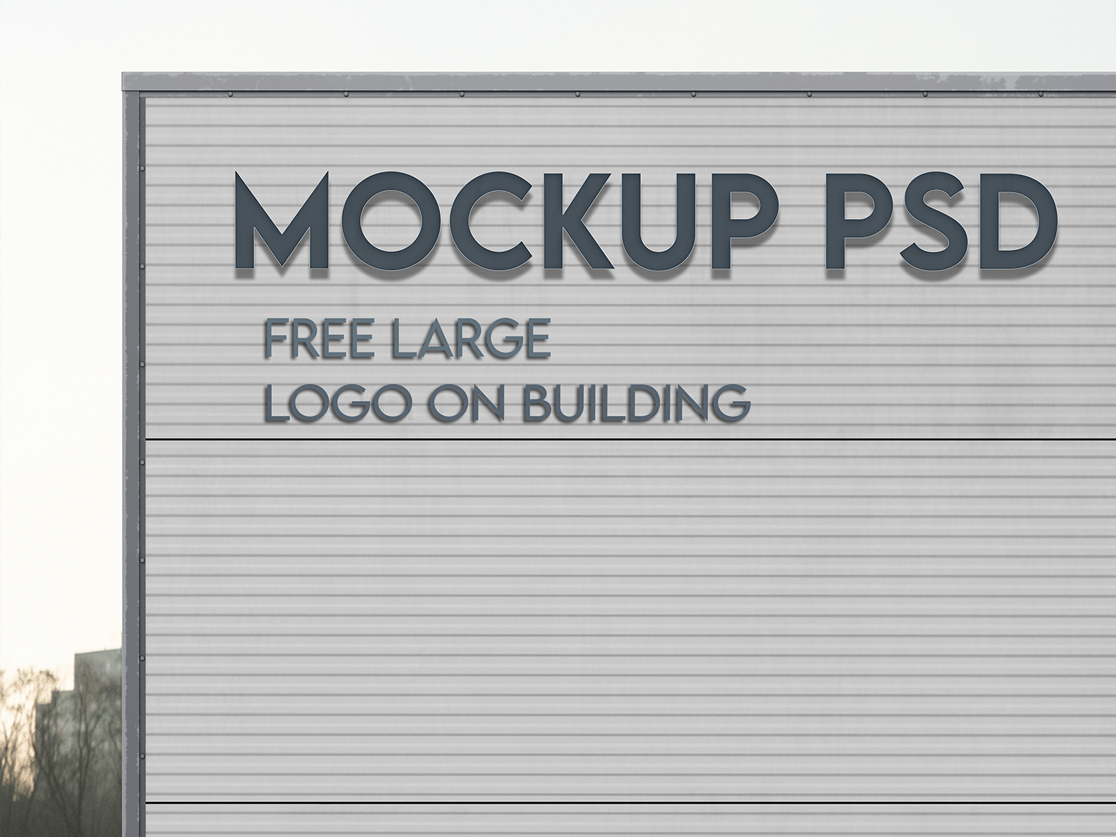 Free Large Logo On Building Mockup PSD For Photoshop