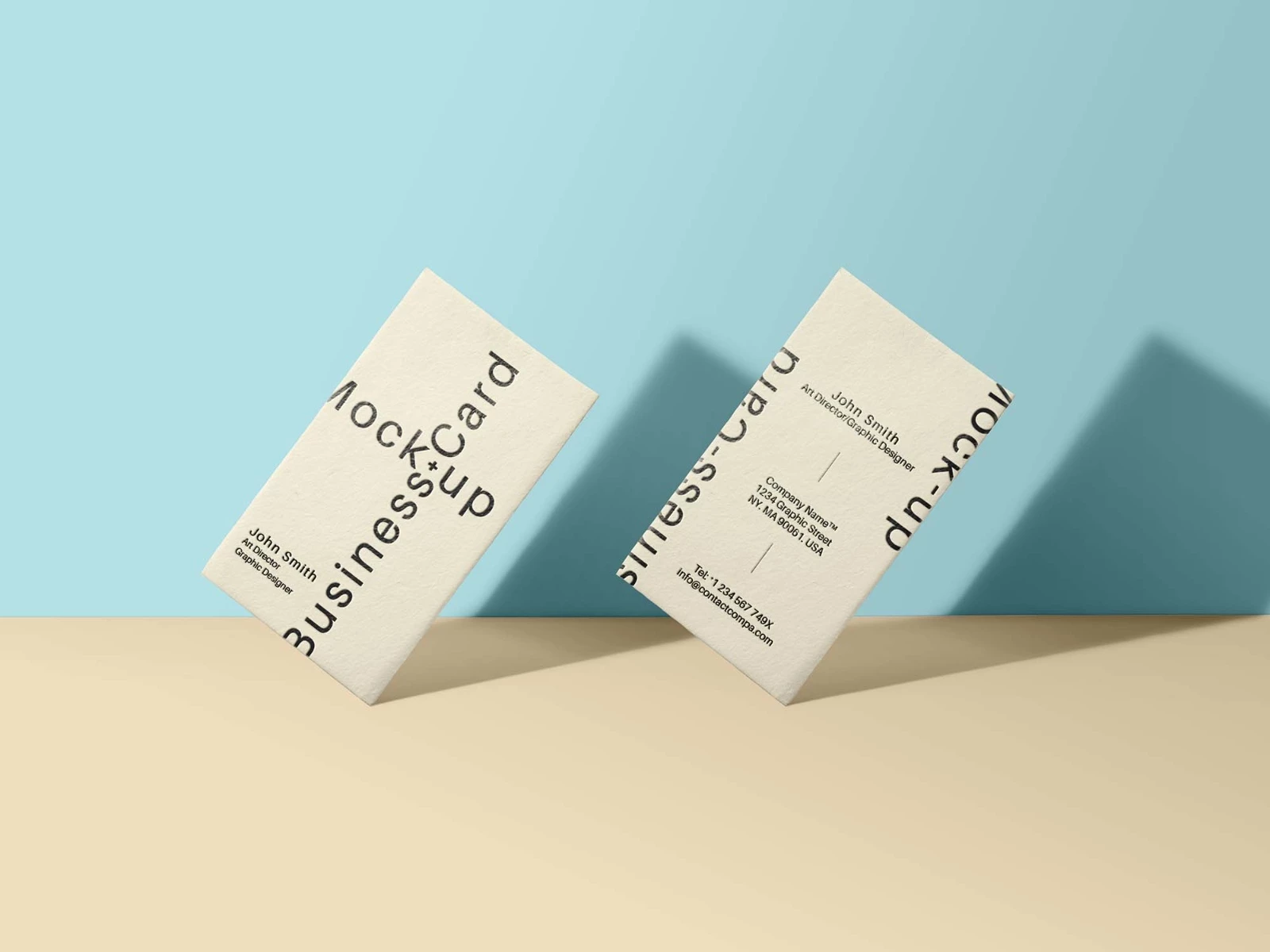Free Floating Business Card Grid Mockup PSD