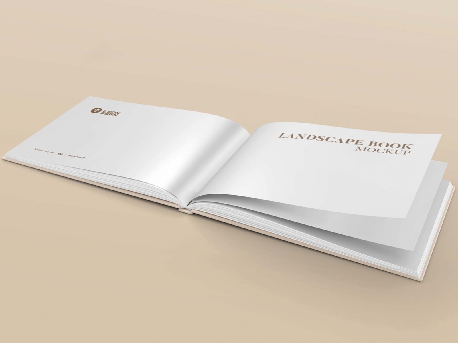 Free Open Landscape Book PSD Mockup