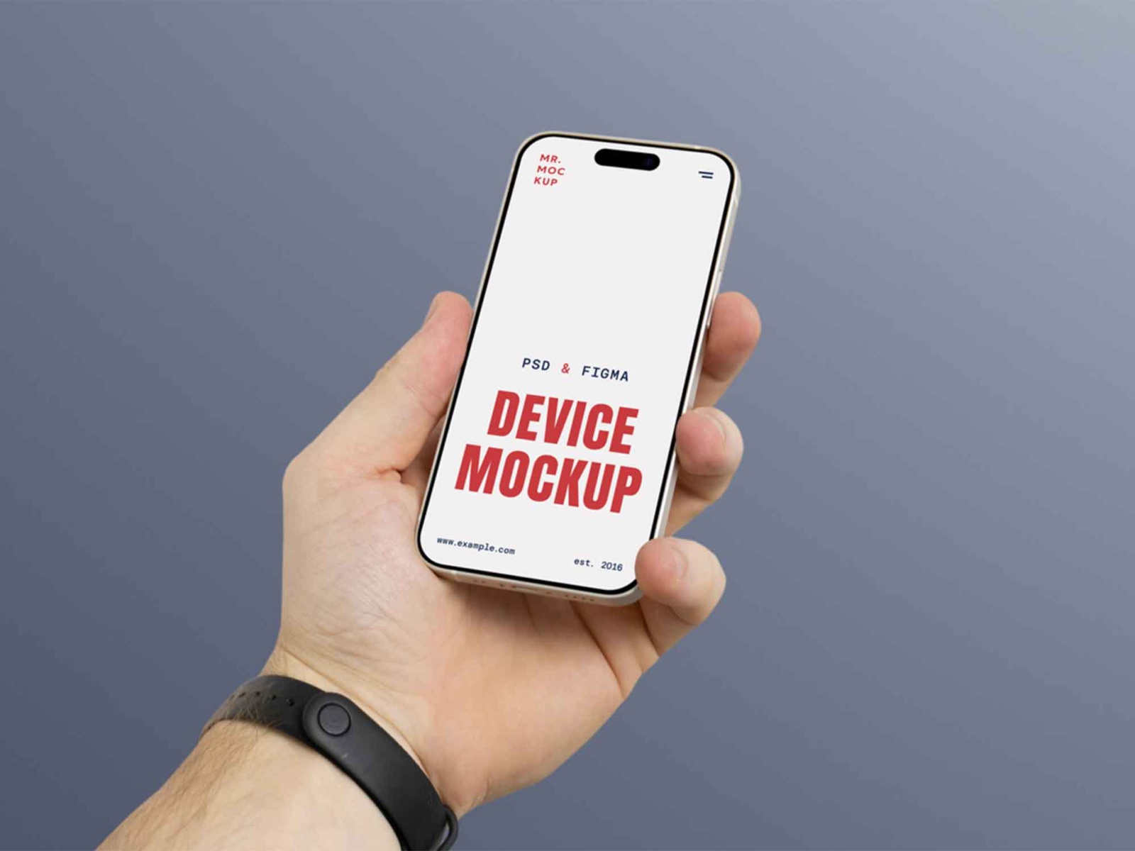 Free iPhone 16 Pro Man's Hand Mockups PSD