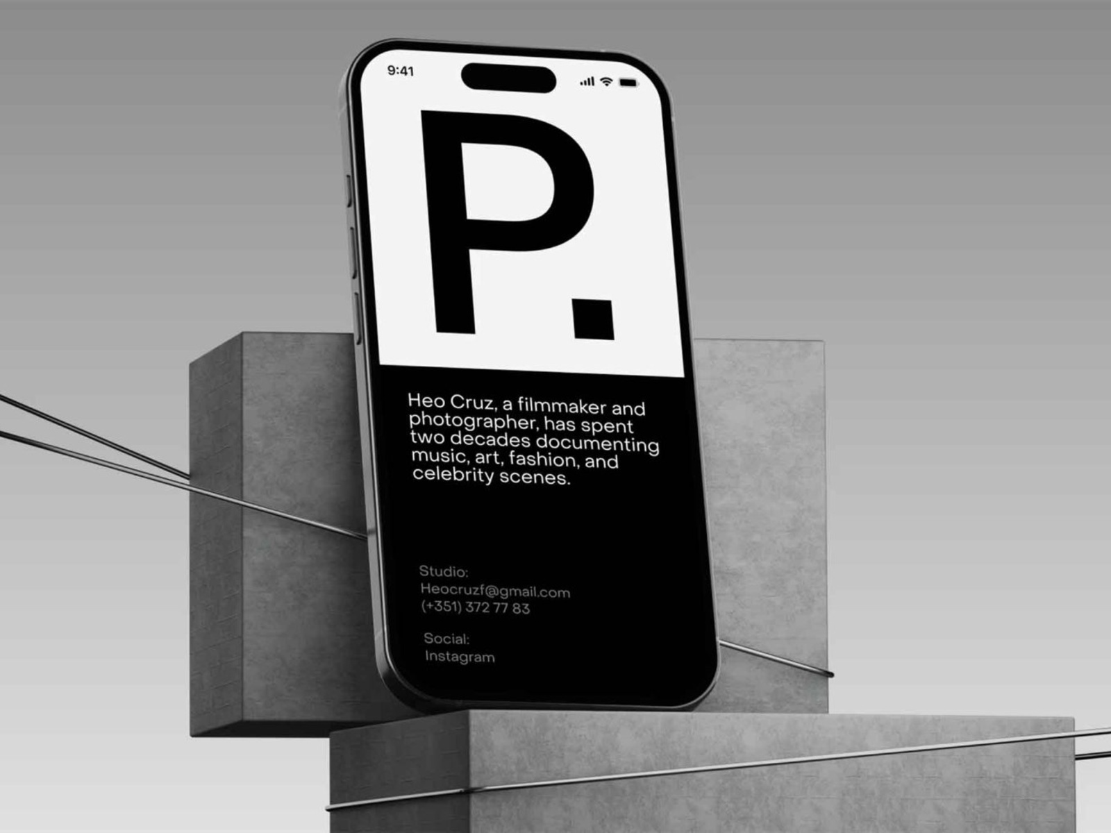 Free iPhone On Concrete Blocks PSD Mockup