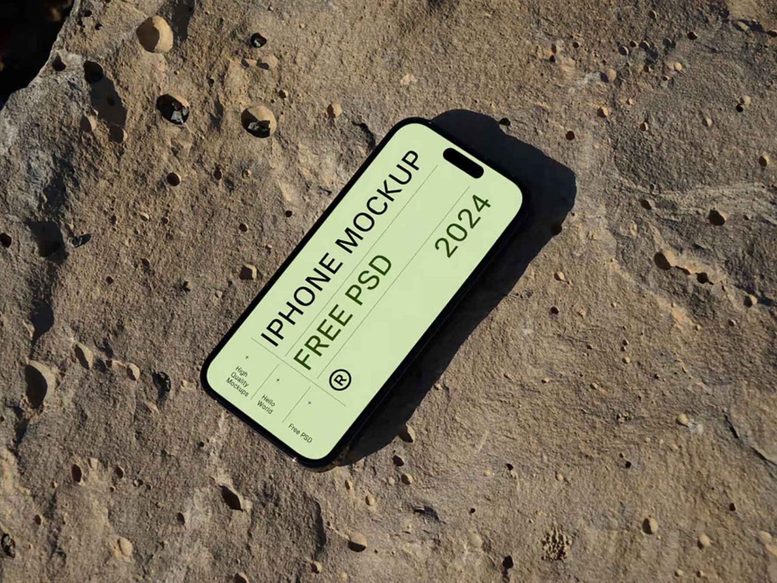 Free iPhone Pro Outdoor Stone PSD Mockup