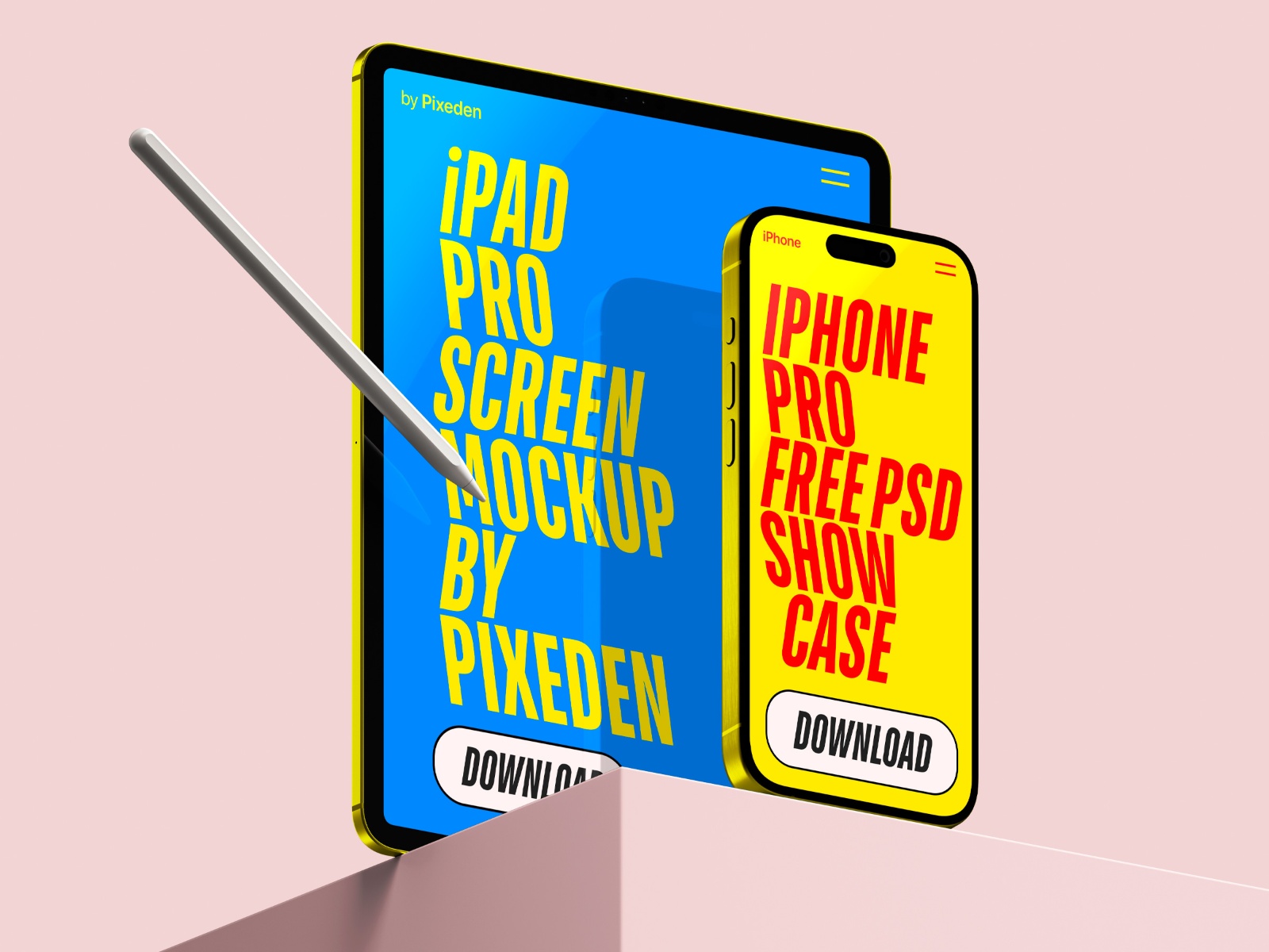 Free Screens iPhone Pro And iPad Pro Mockup PSD